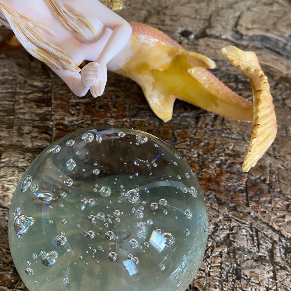 🧜‍♀️Rare Vintage🧜‍♀️Mermaid Fairy On Glass Ball - Picture 12 of 15